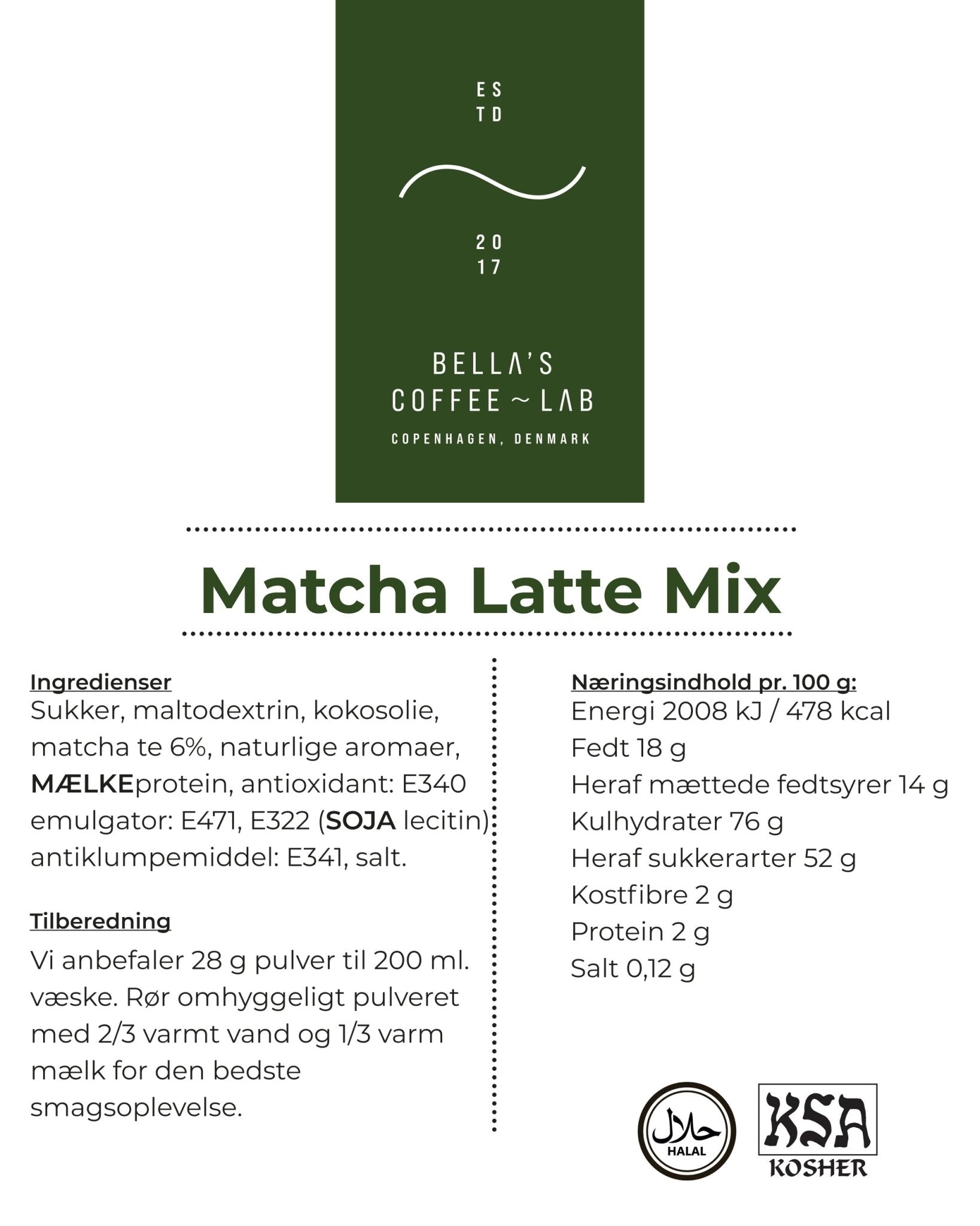 Matcha Latte Mix - Bellas Coffee Lab