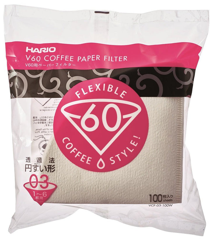 Paper Filter V60 03 - White 100 Sheets - Bellas Coffee Lab